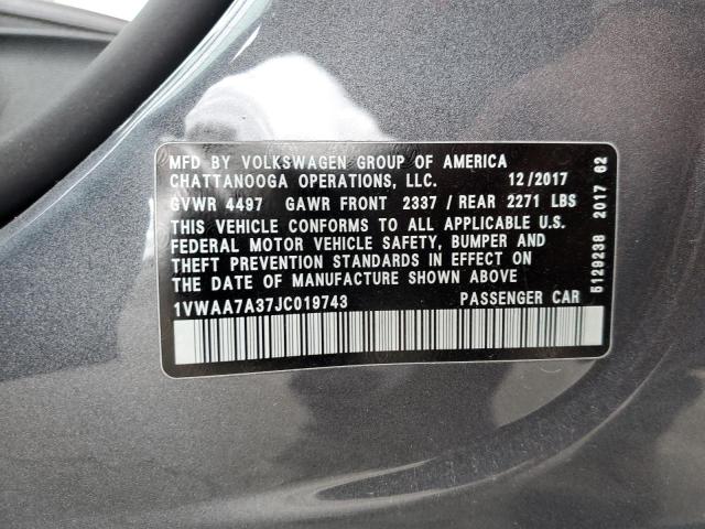 1VWAA7A37JC019743 Volkswagen PASSAT S