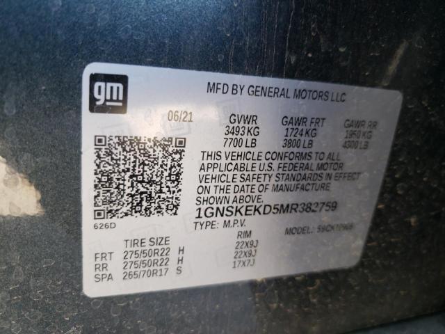 1GNSKEKD5MR382759 Chevrolet Suburban K1500 Rst