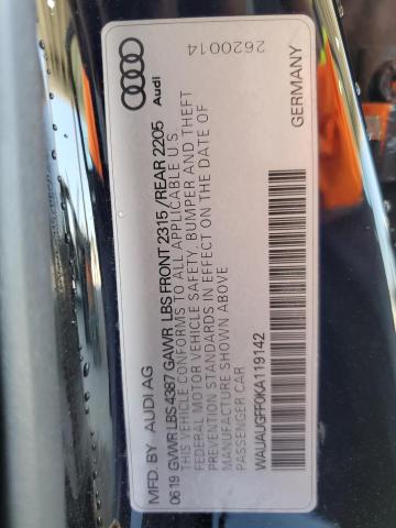 WAUAUGFF0KA119142 Audi A3 PREMIUM