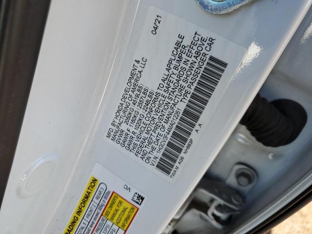 1HGCV3F44MA012261 Honda Accord Hybrid Ex