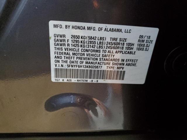 5FNYF6H13KB020877 Honda PILOT LX