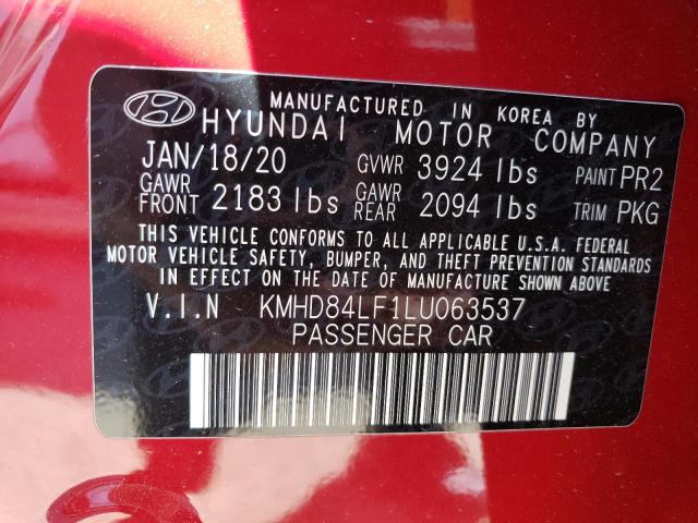 KMHD84LF1LU063537 Hyundai ELANTRA SEL