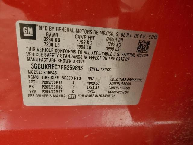 3GCUKREC7FG259835 Chevrolet Silverado K1500 Lt