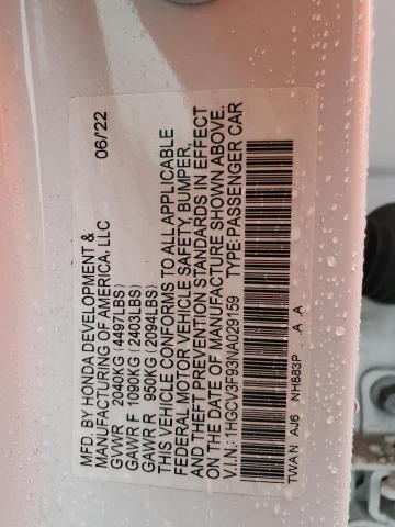 1HGCV3F93NA029159 Honda Accord Touring Hybrid