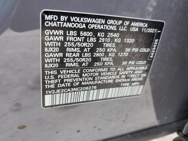 1V2JE2CA3NC206276 Volkswagen Atlas Cross Sport Se