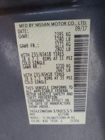 5N1AZ2MH5HN190555 Nissan MURANO S