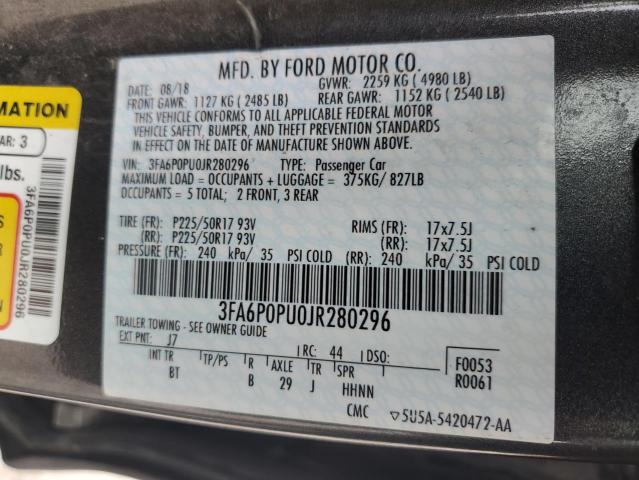 3FA6P0PU0JR280296 Ford Fusion Se Phev