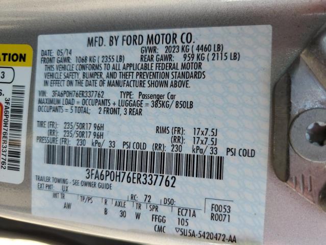 3FA6P0H76ER337762 Ford FUSION SE