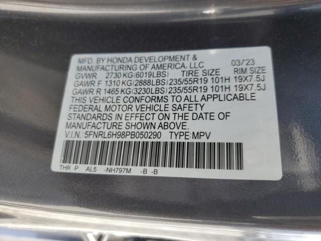 5FNRL6H98PB050290 Honda Odyssey Elite
