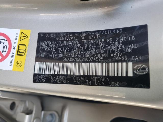 58ABK1GG2HU074525 Lexus ES 350