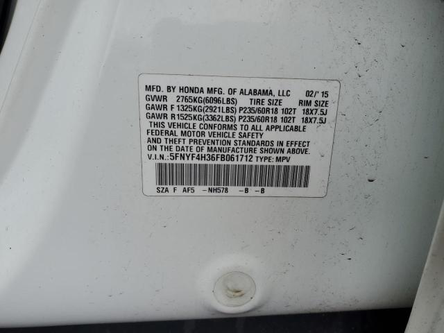 5FNYF4H36FB061712 Honda PILOT SE