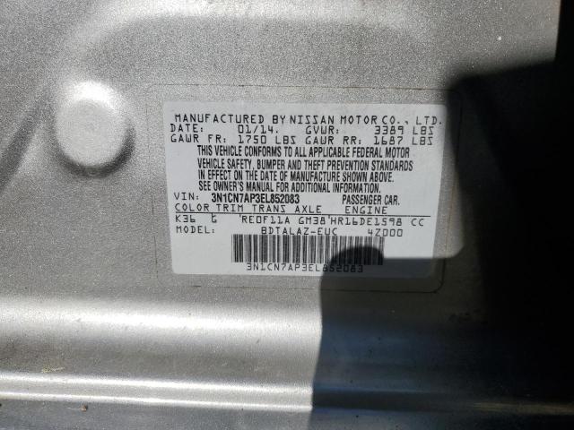 3N1CN7AP3EL852083 Nissan VERSA S