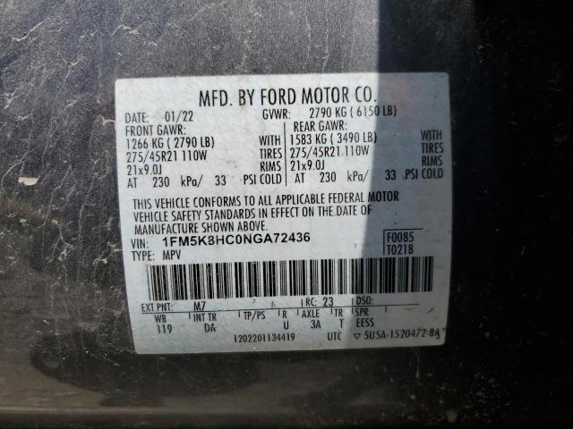 1FM5K8HC0NGA72436 Ford Explorer Platinum