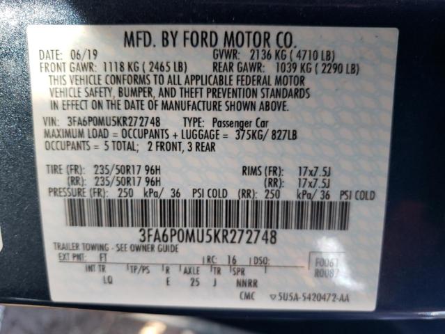 3FA6P0MU5KR272748 Ford FUSION SEL