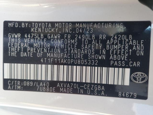 4T1F11AK0PU805332 Toyota CAMRY XLE