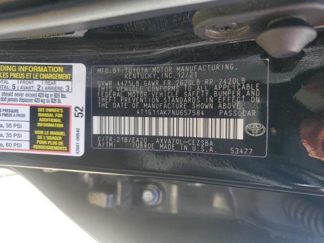 4T1G11AK7NU657584 Toyota CAMRY SE