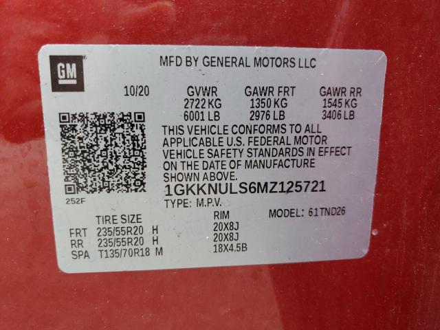 1GKKNULS6MZ125721 GMC ACADIA SLT