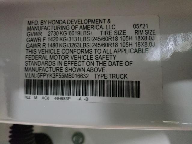 5FPYK3F55MB016632 Honda Ridgeline Rtl