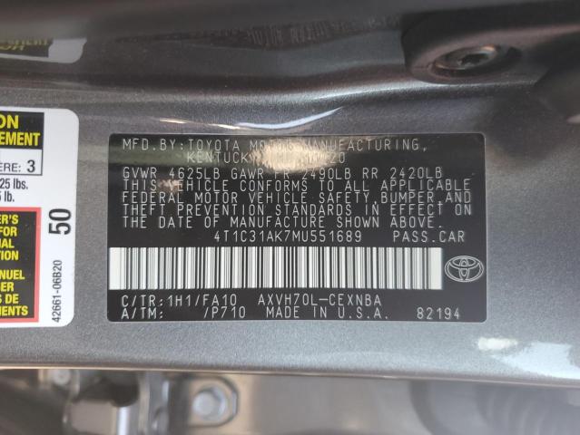 4T1C31AK7MU551689 Toyota CAMRY LE
