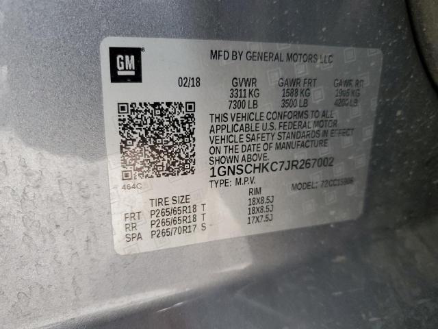 1GNSCHKC7JR267002 Chevrolet Suburban C1500 Lt