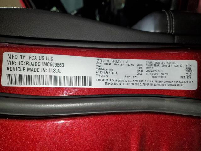 1C4RDJDG1MC609563 Dodge DURANGO GT