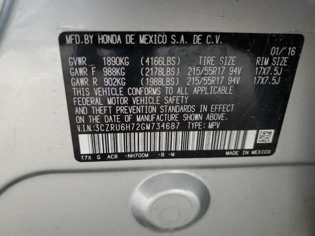 3CZRU6H72GM734687 Honda Hr-v Exl