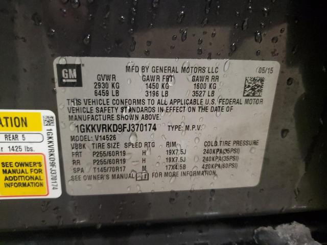 1GKKVRKD9FJ370174 GMC Acadia Slt-1