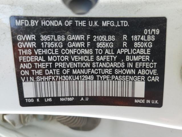 SHHFK7H30KU412949 Honda Civic Lx