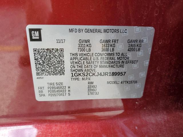 1GKS2CKJ4JR189957 GMC YUKON DENALI