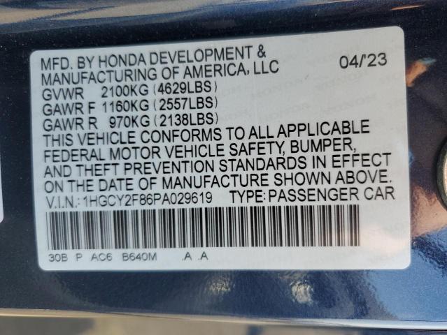 1HGCY2F86PA029619 Honda Accord Touring Hybrid