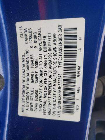 2HGFC2F56JH552343 Honda Civic Lx