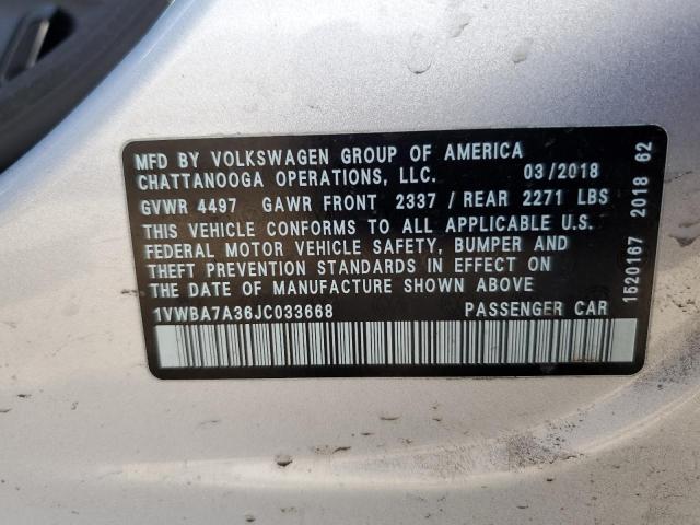 1VWBA7A36JC033668 Volkswagen PASSAT SE