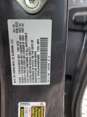 5FNRL6H84KB045068 Honda Odyssey Touring