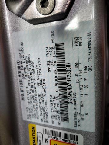 3FA6P0HD7HR253587 Ford FUSION SE