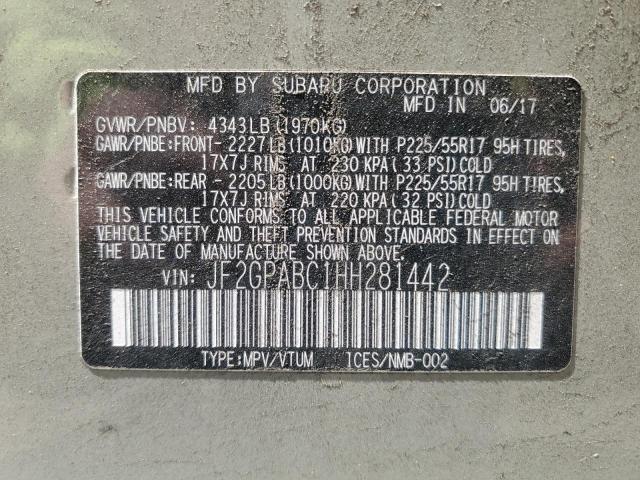 JF2GPABC1HH281442 Subaru Crosstrek Premium