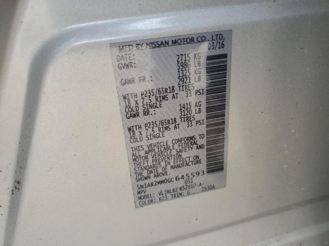 5N1AR2MM0GC645593 Nissan Pathfinder S