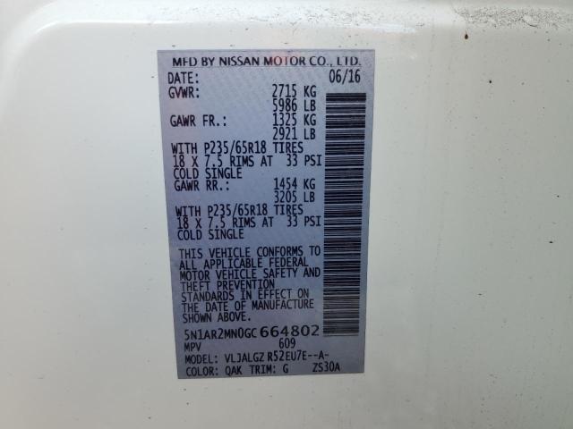 5N1AR2MN0GC664802 Nissan Pathfinder S