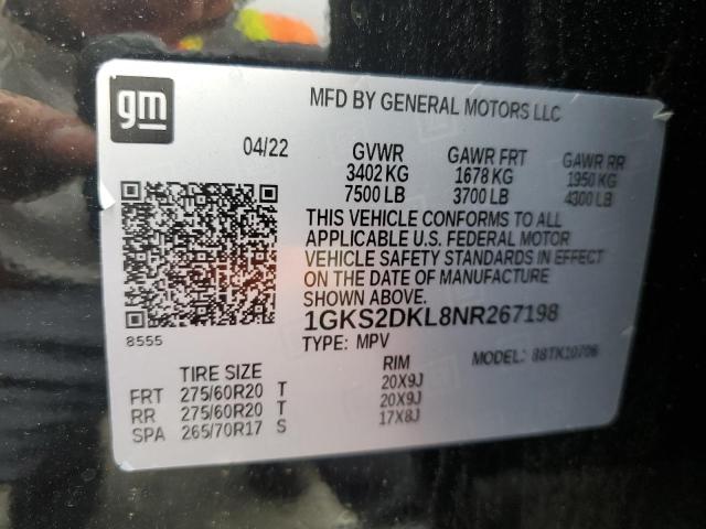 1GKS2DKL8NR267198 GMC YUKON DENALI