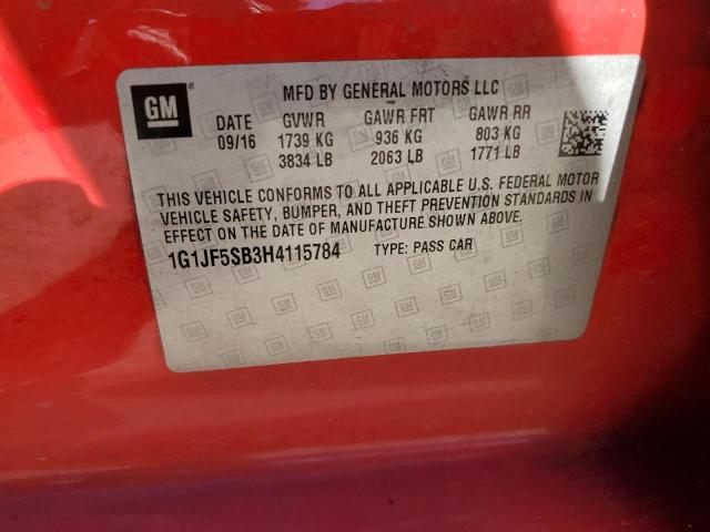 1G1JF5SB3H4115784 Chevrolet Sonic Premier