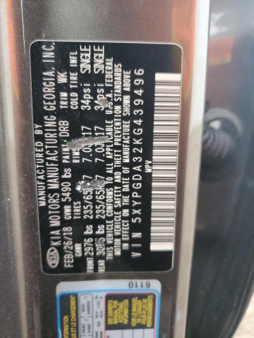 5XYPGDA32KG439496 KIA SORENTO L