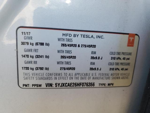 5YJXCAE26HF076356 Tesla MODEL X