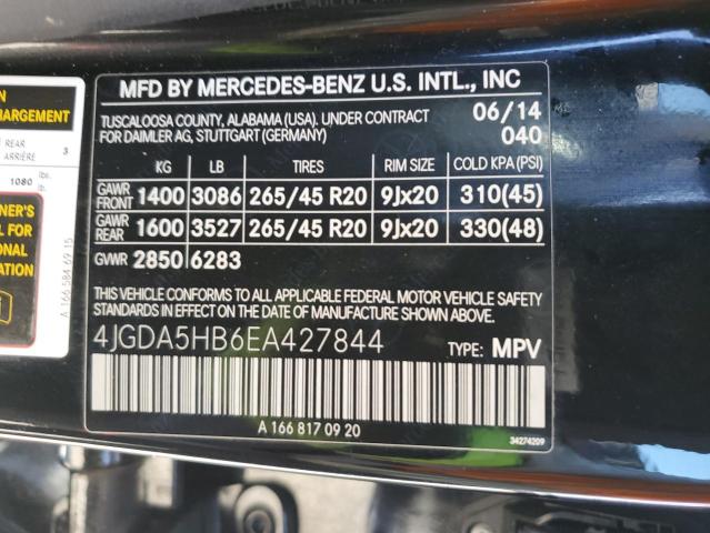 4JGDA5HB6EA427844 Mercedes-Benz Ml 350 4matic