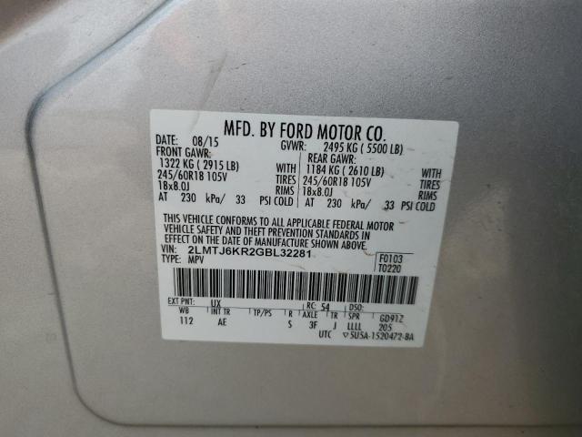 2LMTJ6KR2GBL32281 Lincoln Mkx Select