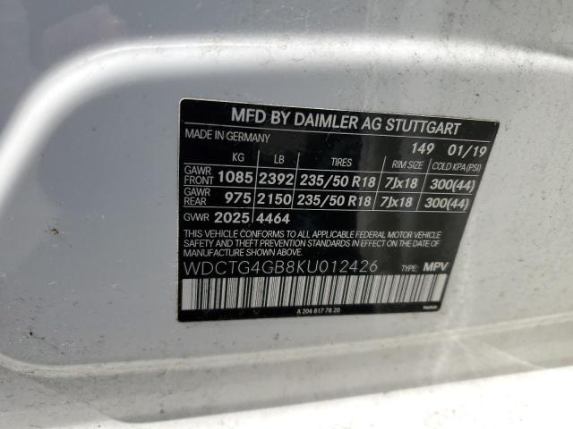 WDCTG4GB8KU012426 Mercedes-Benz Gla 250 4matic