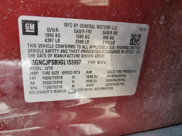 3GNCJPSB9GL153997 Chevrolet TRAX 1LT