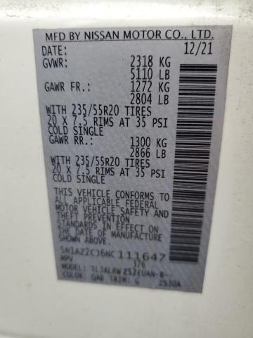 5N1AZ2CJ6NC111647 Nissan MURANO SL