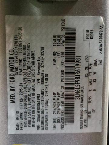 3LN6L5F98JR619981 Lincoln Mkz Reserve