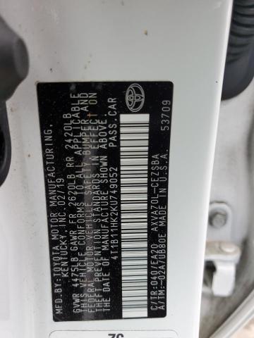 4T1B11HK2KU749052 Toyota CAMRY L