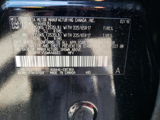2T3BFREV5GW446683 Toyota RAV4 LE
