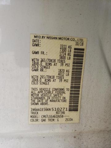 1N6AA1E56KN510271 Nissan TITAN SV